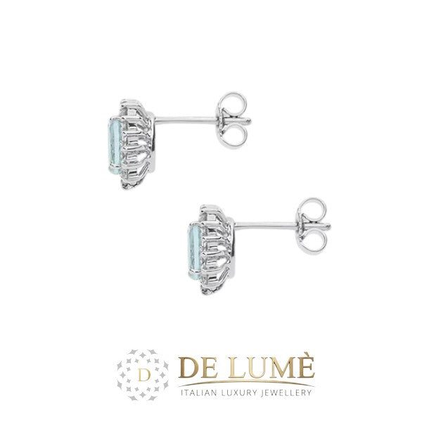 Orecchini in Oro Diamanti e Acquamarina Ovale ORQ248