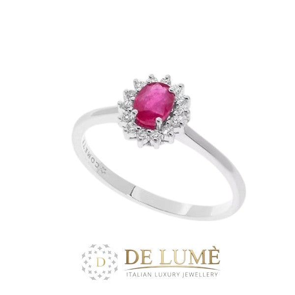 Anello in Oro Diamanti e Rubino ovale ANB 2573