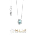 Collana in Oro Diamanti e Acquamarina Ovale GLQ286