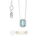 Collana in Oro Diamanti e Acquamarina Ottagonale GLQ287
