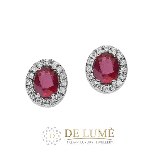 Orecchini donna oro 18 kt diamanti e rubini Comete Gioielli Orb739