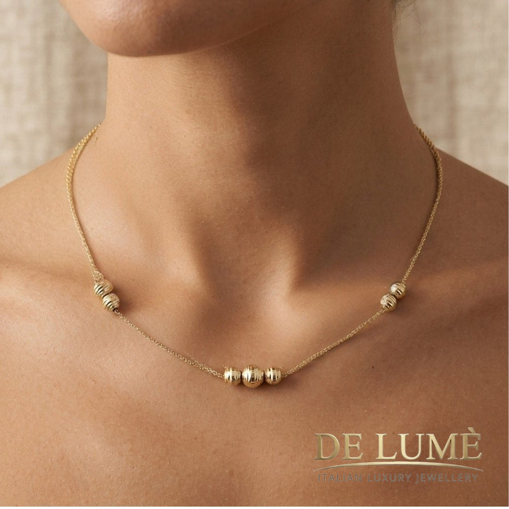 Collana con sfere diamantate da Donna in Oro 18 Carati 5,7g GDM001HB00OG01000GA