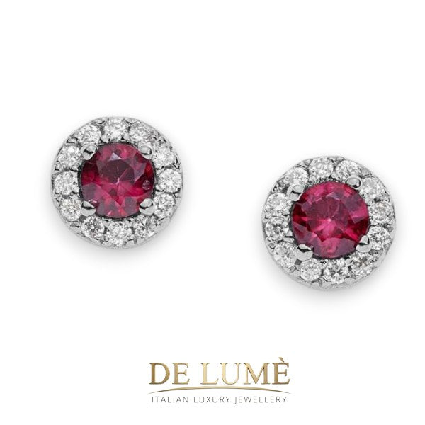 Orecchini donna oro 18 kt diamanti e rubini Comete Gioielli Orb748