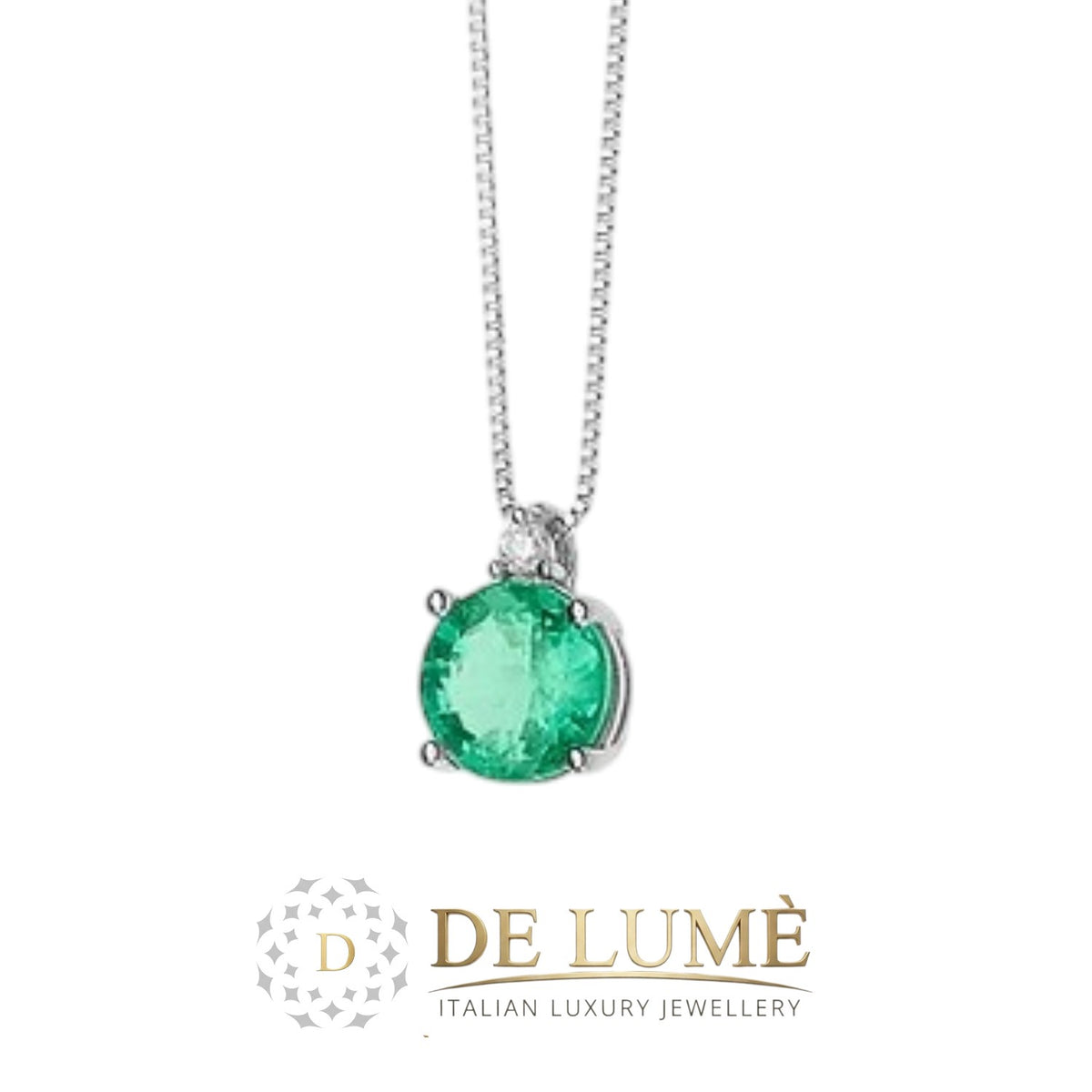Collana in Oro Diamante e Smeraldo tondo GLB1382