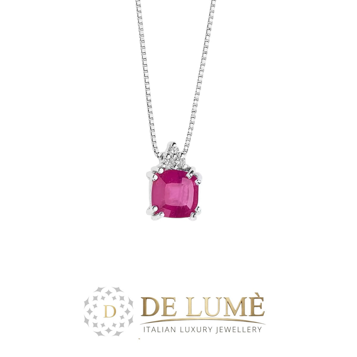 Collana Diamante, Rubino gioiello Comete Storia di Luce caratura 0,03 Oro 18KT GLB 1513